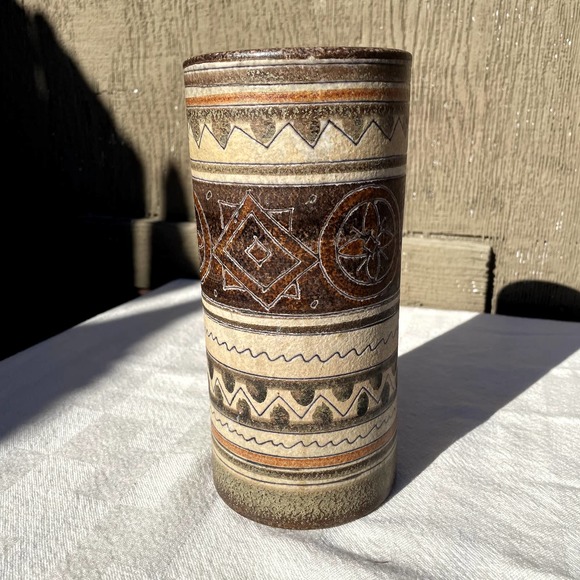 Italian Italica ARS for Peasant Village cylinder Vase mid century - Picture 4 of 9